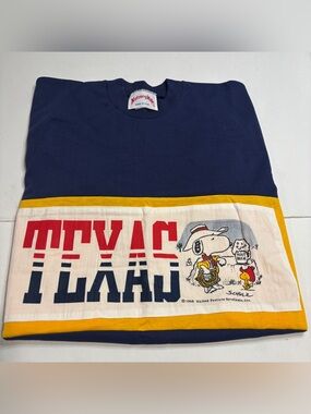 Vintage Snoopy Texas shirt 80s Tee Blue Yellow Extra Large XL Nutmeg Mills